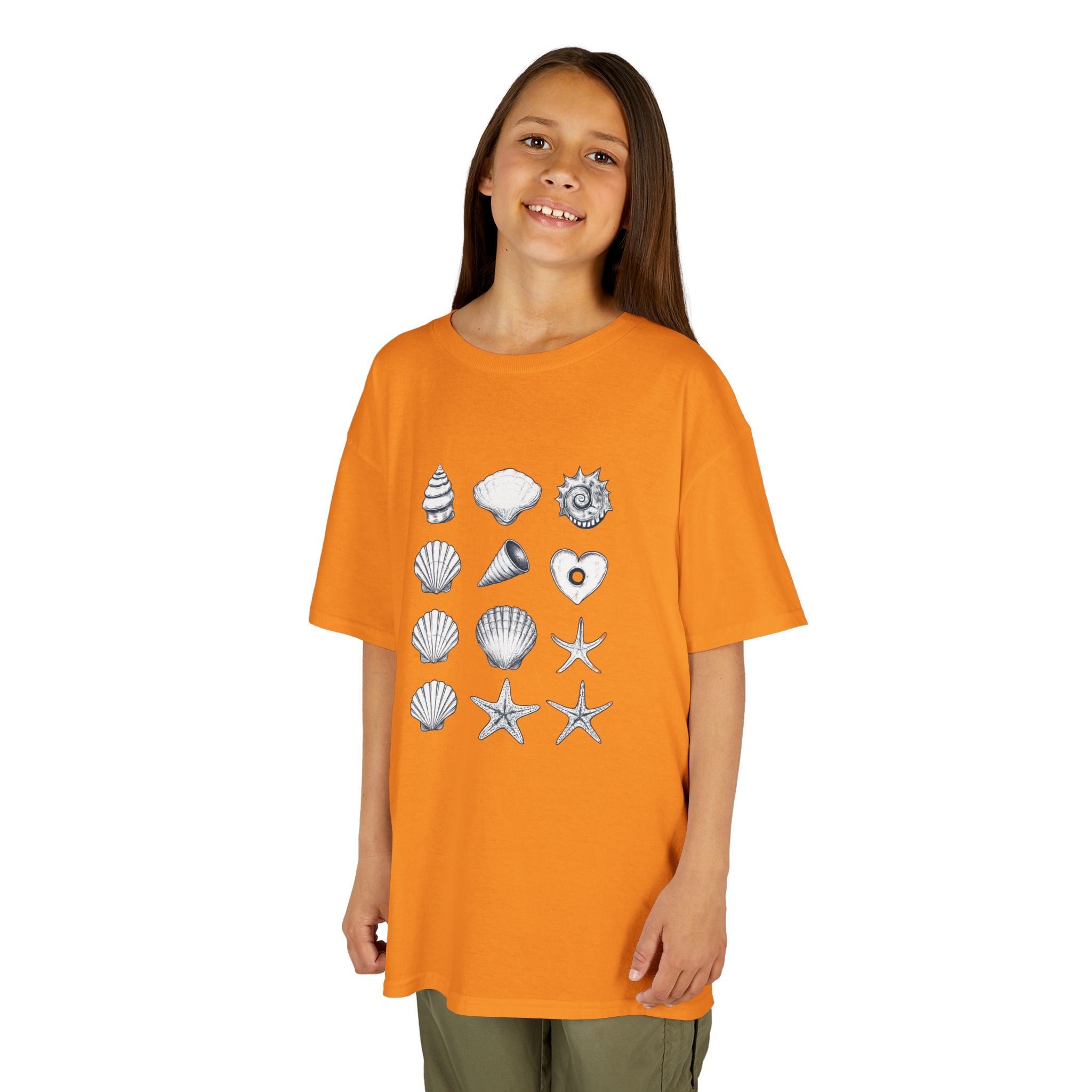 Kids Heavy Cotton™ Tee, Seashells, Multicolor, Outside Adventure Shirt, Summer Fun