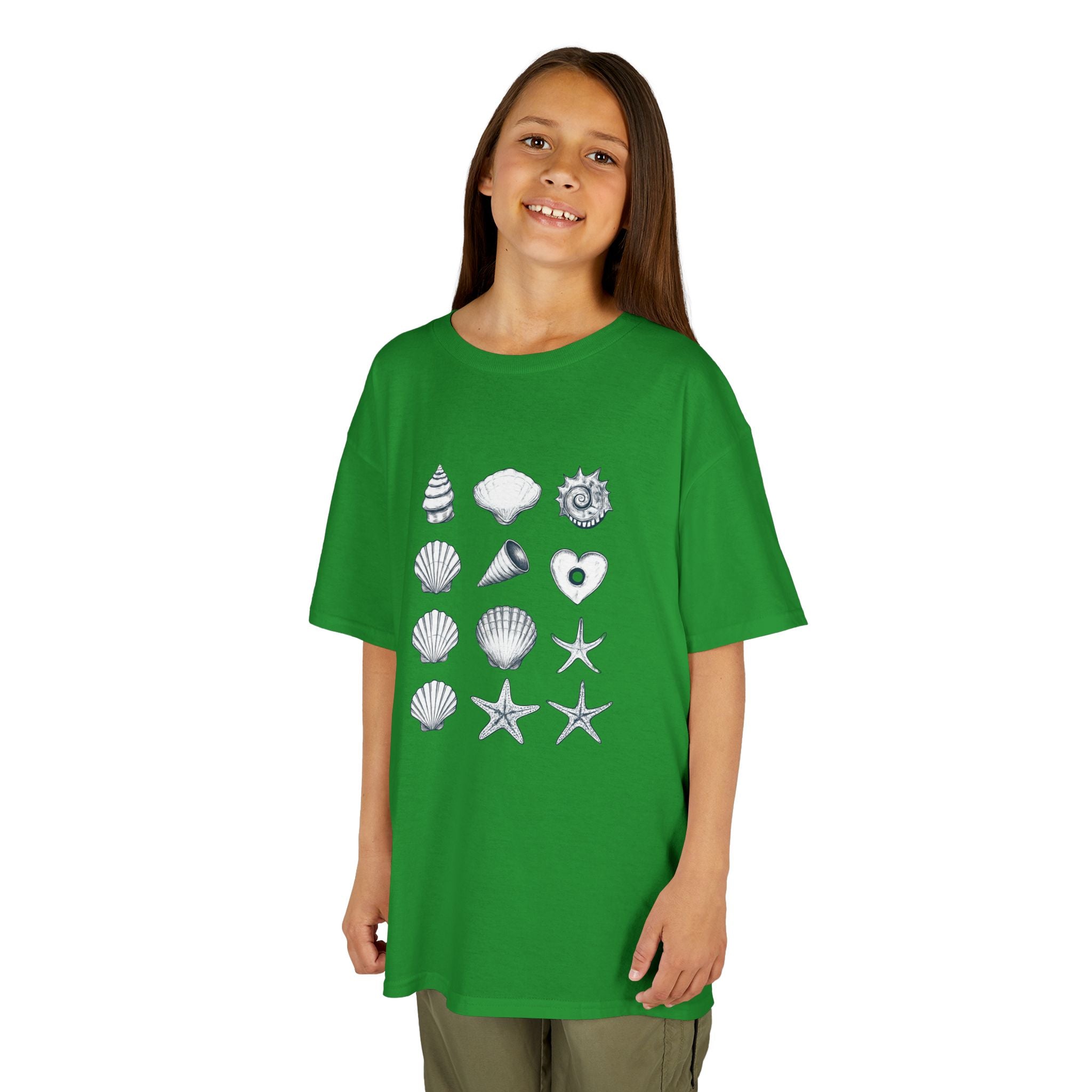 Kids Heavy Cotton™ Tee, Seashells, Multicolor, Outside Adventure Shirt, Summer Fun