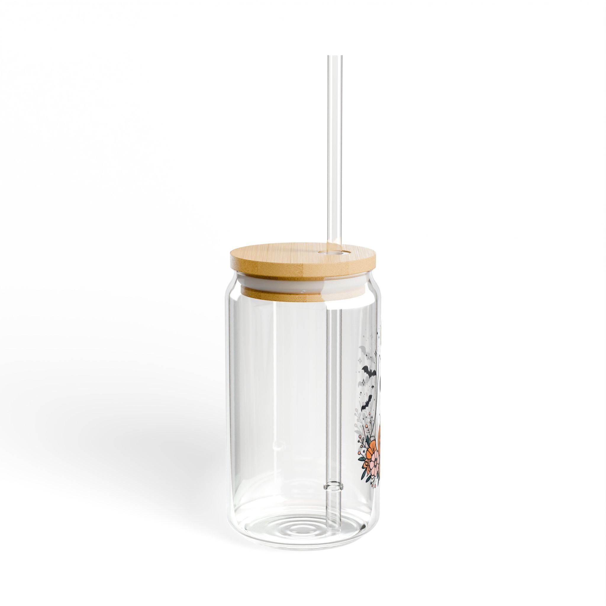 Halloween Sipper Glass, 16oz - Ghost & Pumpkin Design, Perfect for Parties, Fall Decor, Eco-Friendly Drinkware, Gift Idea