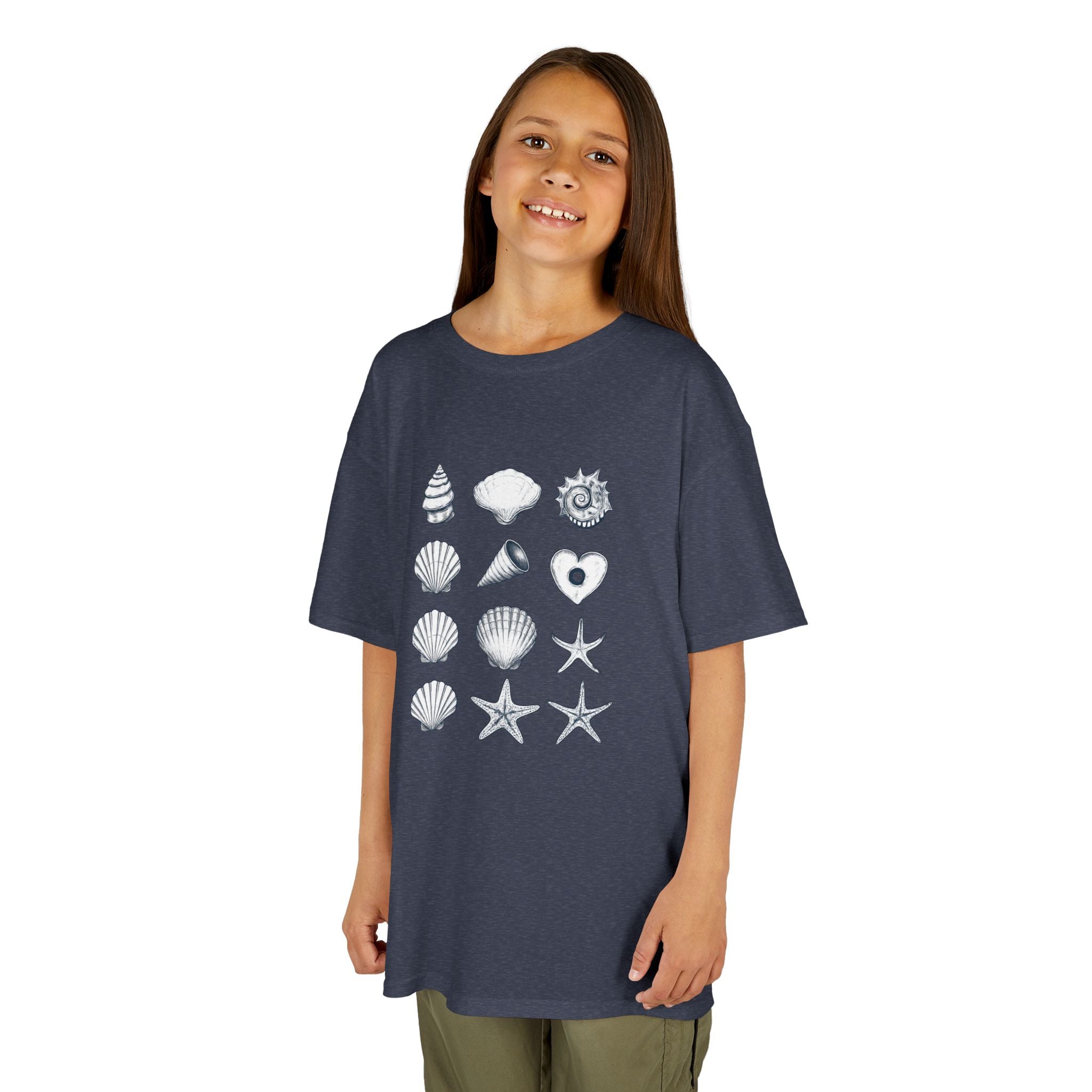 Kids Heavy Cotton™ Tee, Seashells, Multicolor, Outside Adventure Shirt, Summer Fun