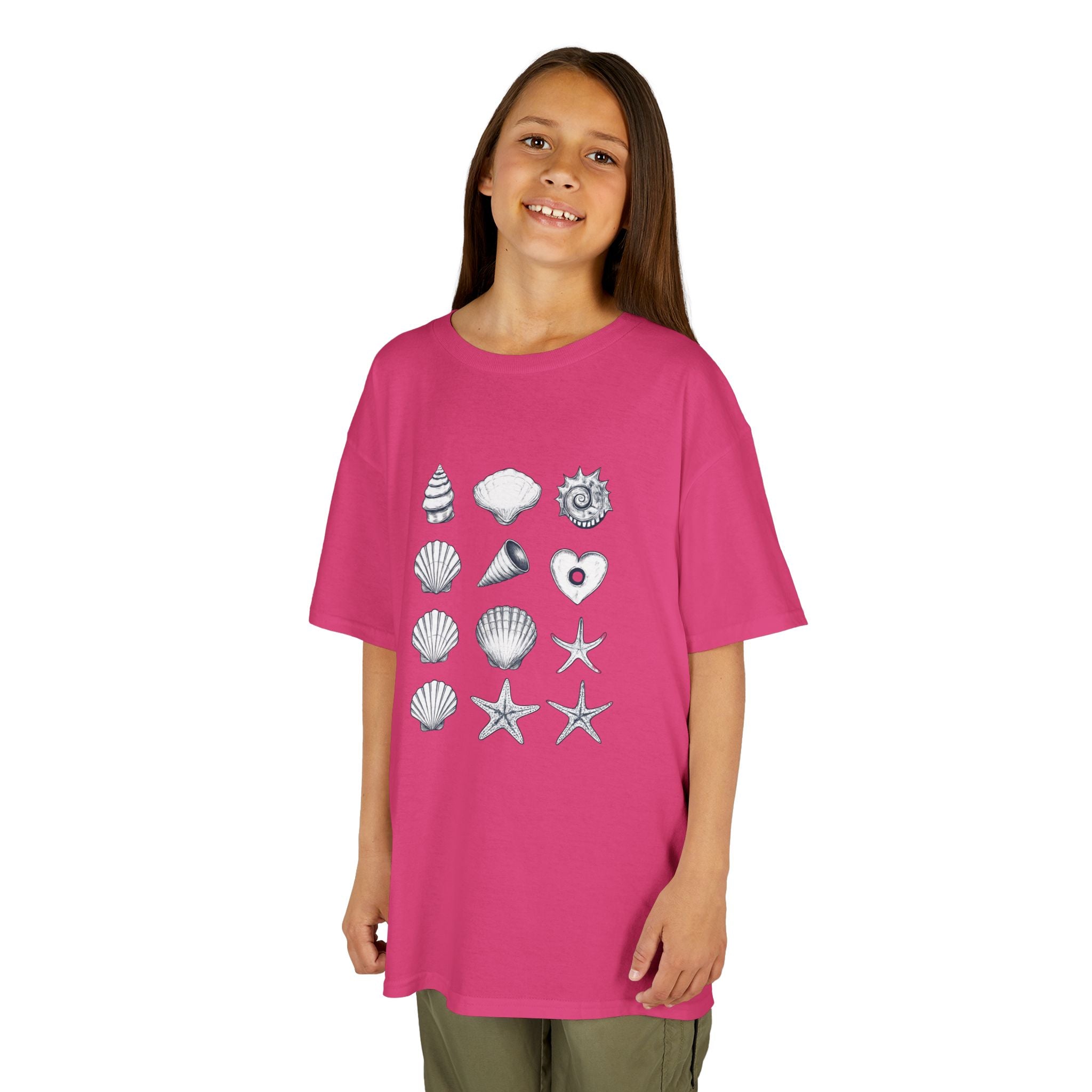 Kids Heavy Cotton™ Tee, Seashells, Multicolor, Outside Adventure Shirt, Summer Fun